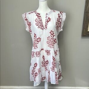Oliphant Floral White and Red short sleeved Women's Dress